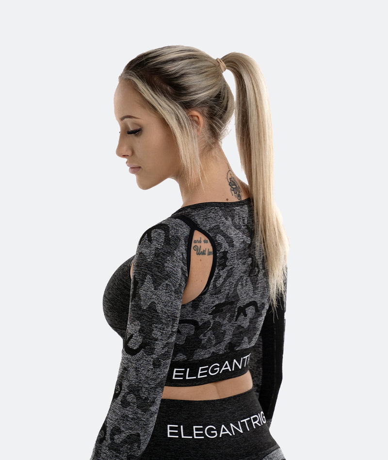 Spotlight Camo Top – Charcoal